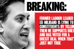 Ed Miliband falsely claiming to back Brexit to his leave voting constituents